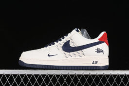 XZ3318-566-AIR FORCE 1 07 LOW OFF WHITE/BLUE/RED-WOMAN:36-39-MAN:40-45