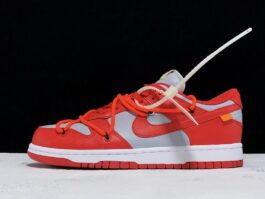 [CT0856-600]-[PLUS OFF-WHITE X DUNK LOW UNIVERSITY RED/WOLF GREY]-[UNISEX:36-46]