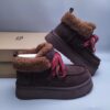 UGG sheep fur integrated snow boots UGG3954 thick soled lace up height increasing women's shoes secretly grow 8 ???? chocolate 35-40