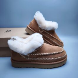 UGG wool integrated snow boots 8224 chestnut suede woven trendy style in stock size 35-40