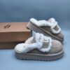 UGG sheepskin fur integrated snow boots 1208 sand color thick bottom curly fur large LOGO casual fur slippers in stock 35-40 sizes