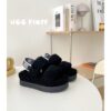 UGG 0876 Black Teddy Curly Thick Bottom Fur Slippers Available in 36-40 Sizes