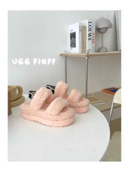 UGG sheepskin fur slippers 0876 pink teddy curl thick bottom slippers in stock 36-40 sizes