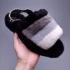 UGG sheepskin fur slippers 1095119 indoor slippers velvet ? ye ? contrast color sandals ? black spot