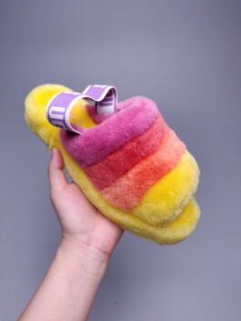 UGG sheepskin fur slippers 1095119 indoor slippers velvet ? ye ? contrast color sandals ? yellow mix ready to go