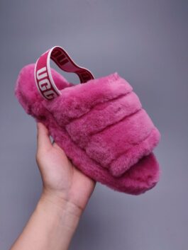 UGG sheepskin fur slippers 1095119 indoor slippers rose red Fluff Yeah Slide Fluff Yeah sandals
