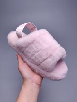 UGG sheepskin fur slippers 1095119 indoor slippers seashell pink Fluff Yeah Slide Fluff Yeah Sandals 35-41