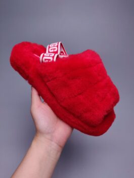 UGG wool integrated snow boots 1005119 Fluff Yeah Sandals new color indoor slippers bright red Fluff Yeah Slide Fluff Yeah Sandals 35-43