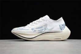 NIKE Zoom X Vaporfly Next % Marathon Cushioning Running Shoes White and Blue Graffiti AO4568-302
